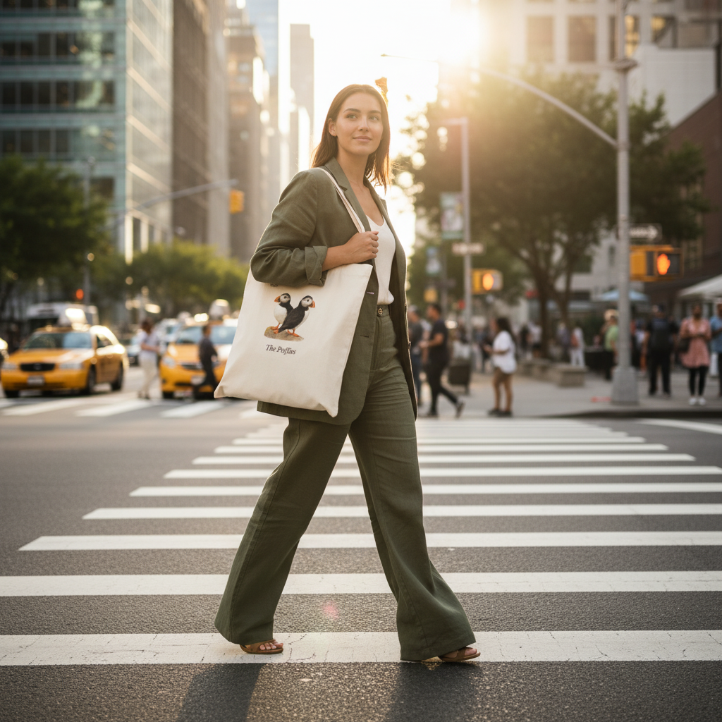 Bolsa Tote Ecológica Frailecillos- The Puffins. Natural